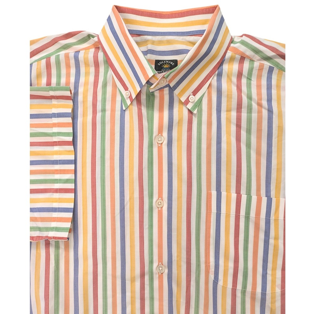SoLemare Maus & Hoffman Mens XL Shirt Striped Multicolor Short Sleeve Italy